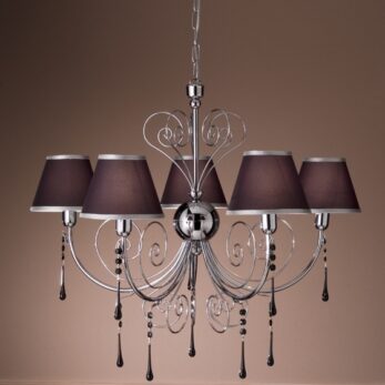 5-light chandelier in chrome with lampshades