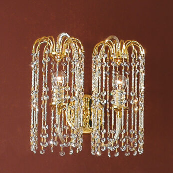 applique 2 luci finiture in oro 24 kt cristallo arredo luce lucilla