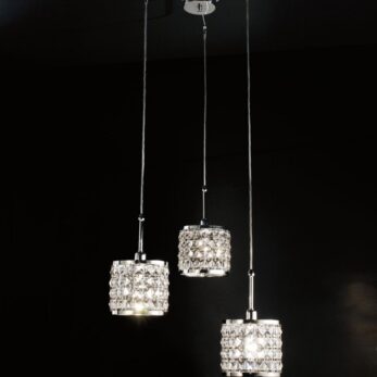 3-light suspension lamp - chrome and crystal - 1053/S3 - Contemporary - Arredo Luce