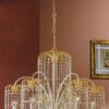 lampadario 6 luci finiture in oro 24 kt cristallo arredo luce lucilla