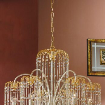 lampadario 6 luci finiture in oro 24 kt cristallo arredo luce lucilla