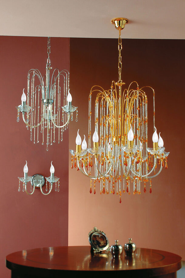lampadario applique lume royal crystal cristallo oro cromo arredo luce lucilla italy lamp 403 3  403 a2  403 8 3