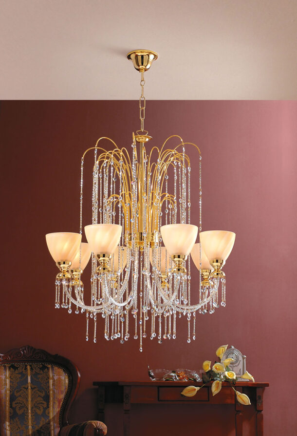 lampadario applique lume royal crystal cristallo oro cromo arredo luce lucilla italy lamp 404 8