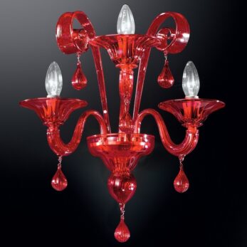 3-light sconce made of red Murano glass -911/A3- Vetrilamp
