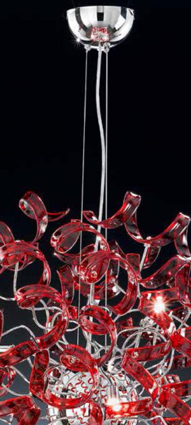 rosso astro metal lux lucilla iluminazione sospensione lampadario rifiniture metallo chrome 1 3 1 1 2