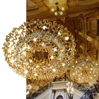 sospensione 28 luci cromo ambra astro metal lux lucilla 206.610.06