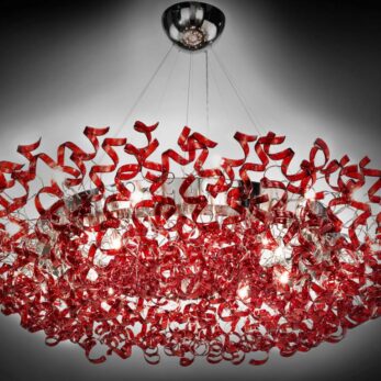sospensione 28 luci cromo rosso astro metal lux lucilla 206.610.04
