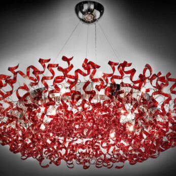 sospensione 28 luci cromo rosso astro metal lux lucilla 206.610.04