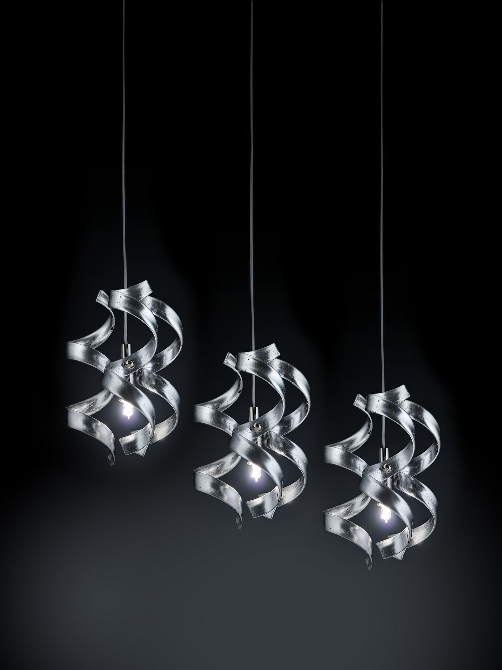 sospensione 3 luci   cromo foglia argento  astro   metal lux   lucilla 06.503.15