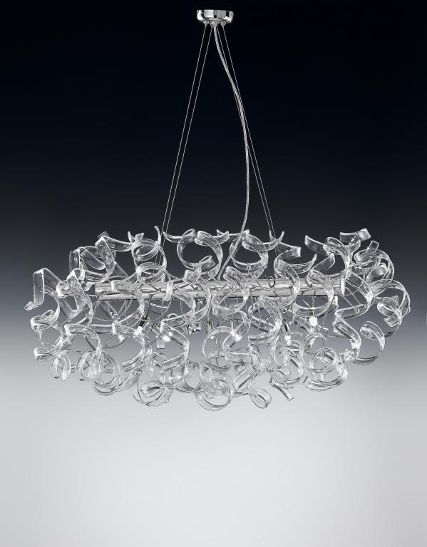 sospensione trave 6 luci   cromo trasparente   astro   metal lux   lucilla 206.520.01