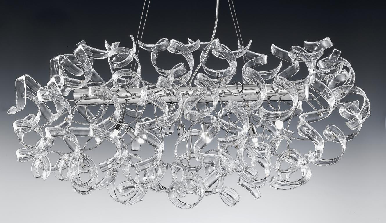 sospensione trave 6 luci   cromo trasparente   astro   metal lux   lucilla 206.520.01part