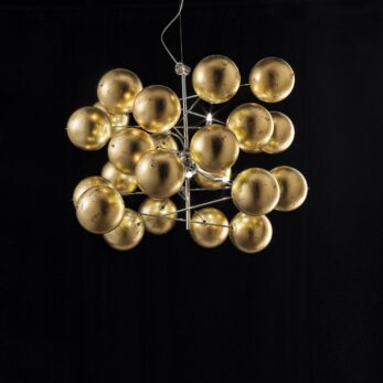 sospensione 8 luci   atom   metal lux   lucilla 255.180.13 gold leaf