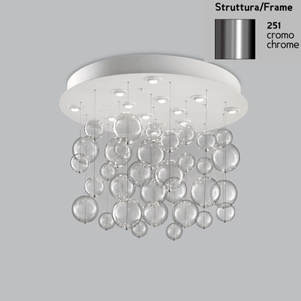 plafoniera 12 luci   base acciaio bolero  metal lux   lucilla   251.390.01