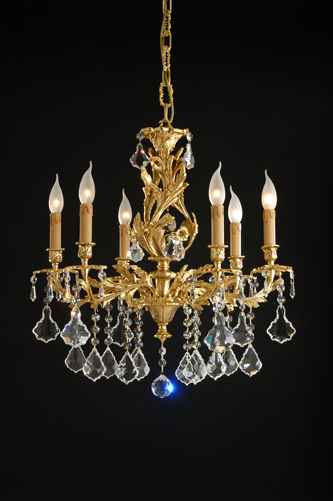 lampadario 6 luci   12.610.c 6  light gold and crystal   arredoluce per lucilla