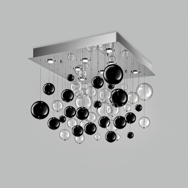 plafoniera 8 luci 253.380.mc trasp black   bolero  metal lux
