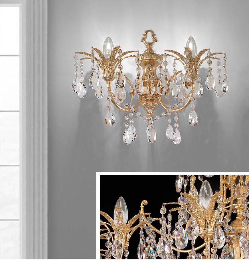 applique 2 luci oro lucido   709 a2   aredoluce