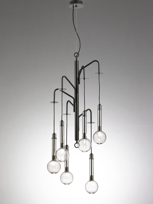 Ampolla sospensione 6 luci 2804 6 018 nero selene