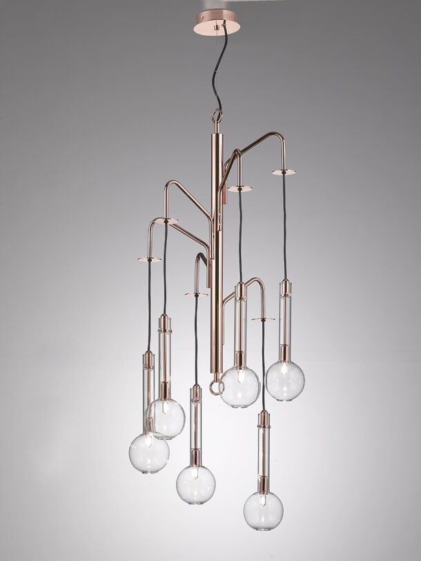 Ampolla sospensione 6 luci 2808 6 025 rame selene