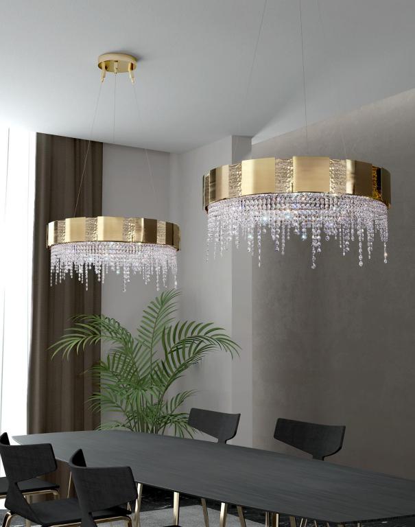 Lampadario Lineare Moderno Oro Antico 4 Luci - Dimmerabile Con Aste Regolabili