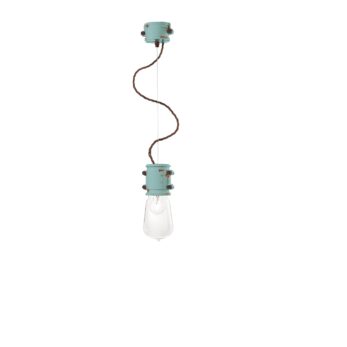 1-light suspension lamp, parts made of antique metal and elements made of ceramic light blue vintage (VIA)