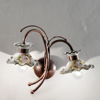 2-light wall lamp in ceramic