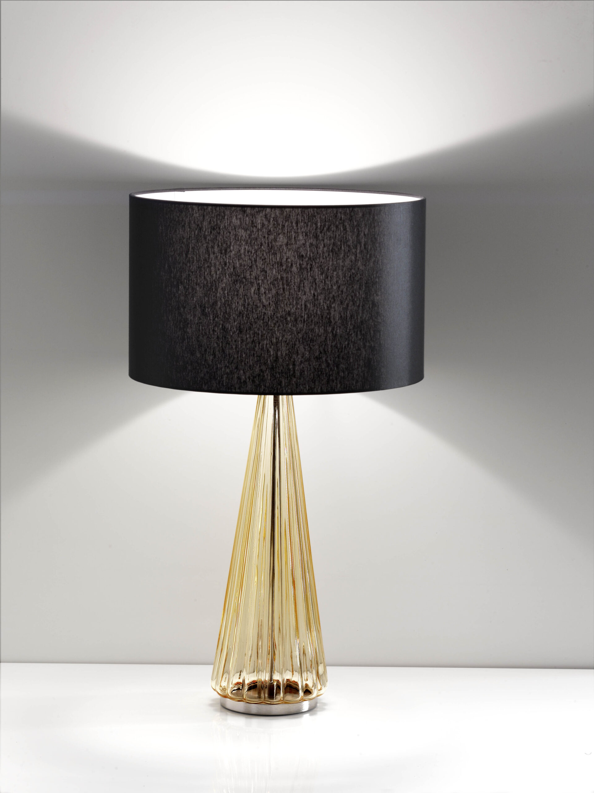 Qazqa Pallon Lampada Da Soffitto Art Déco - Vetro Nero E Oro, 1 Luce E27, Diametro 20 Cm, Dimmerabile