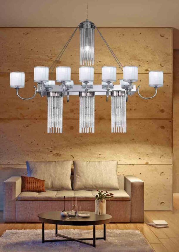 Lampadario rettangolare 16 luci