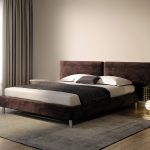 Dark violet purple velvet bed interior