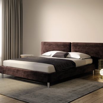 Dark violet purple velvet bed interior