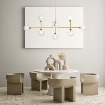 mock up poster frame in modern interior background, living room,