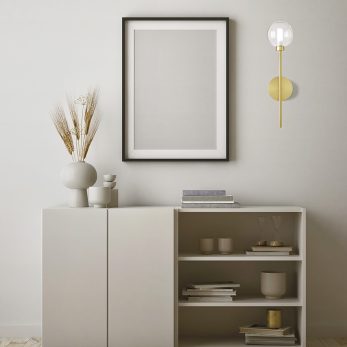 mock up poster frame in modern interior background, living room,