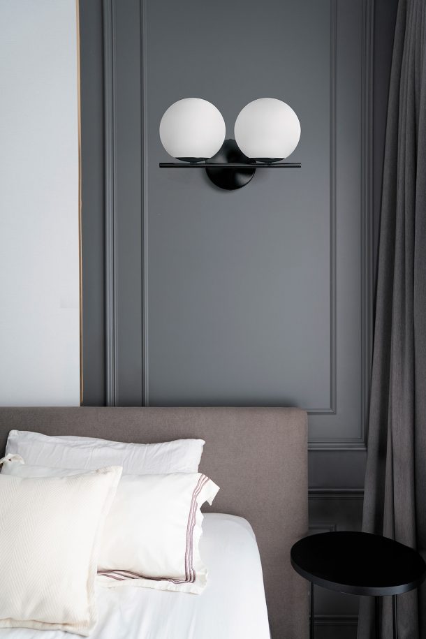 Bedroom corner decorated classic gray spray painted moulding m