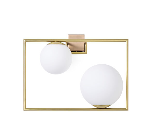 Miloox - Buble 2-Light Wall Sconce, Brushed Gold and Opaline Glass - Image 5