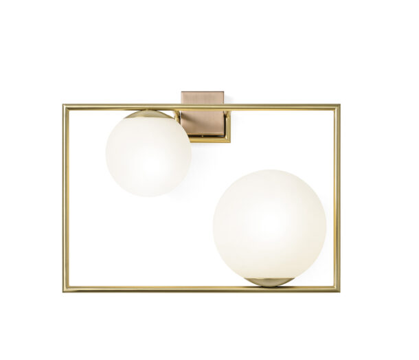 Miloox - Buble 2-Light Wall Sconce, Brushed Gold and Opaline Glass - Image 4