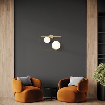 Miloox - Buble 2-Light Wall Sconce, Brushed Gold and Opaline Glass