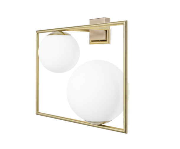 Miloox - Buble 2-Light Wall Sconce, Brushed Gold and Opaline Glass - Image 3