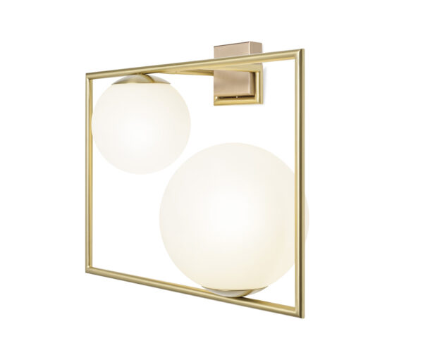 Miloox - Buble 2-Light Wall Sconce, Brushed Gold and Opaline Glass - Image 2