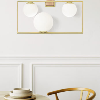 Miloox – Buble 3-Light Wall Sconce, Brushed Gold and Opaline Glass