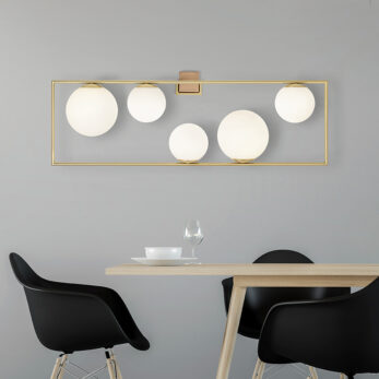 Miloox – Buble 5-Light Wall Sconce, Brushed Gold and Opal Glass