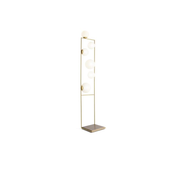 Miloox – Buble Floor Lamp 6 Lights, Brushed Gold and Opal Glass