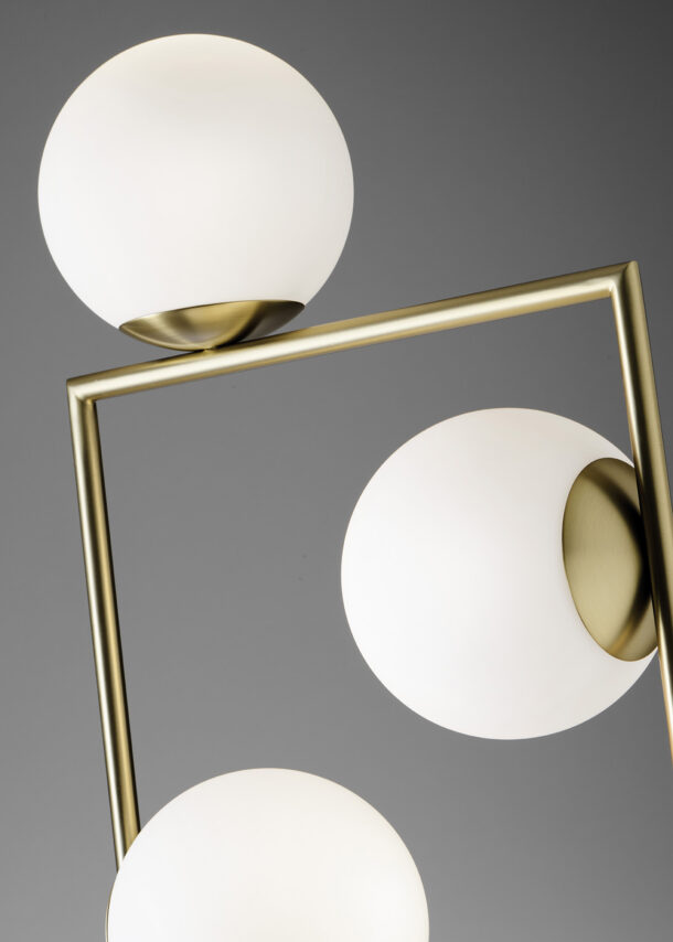 Miloox – Buble Floor Lamp 6 Lights, Brushed Gold and Opal Glass - Image 6