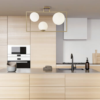 Miloox – Buble 3-Light Ceiling Lamp, Brushed Gold and Opal Glass