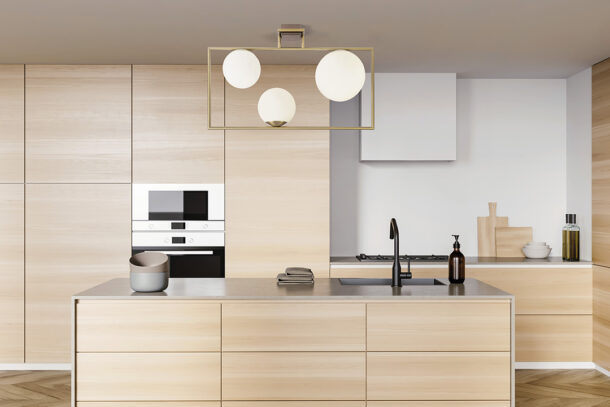 Miloox – Buble 3-Light Ceiling Lamp, Brushed Gold and Opal Glass