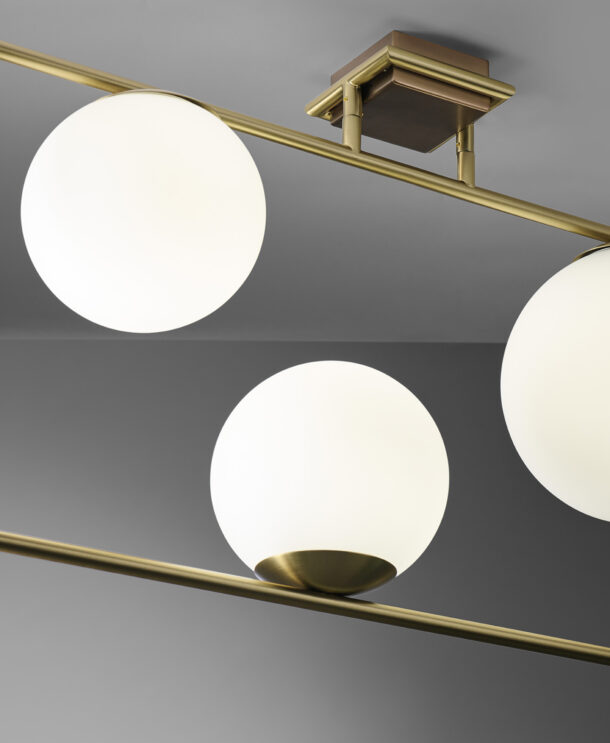 Miloox – Buble 3-Light Ceiling Lamp, Brushed Gold and Opal Glass - Image 2