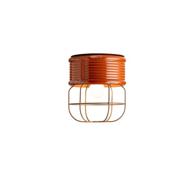Ferroluce Retrò Colored Ceramic Ceiling Light Ø21 Cm - Industrial Style with Grid - Image 2