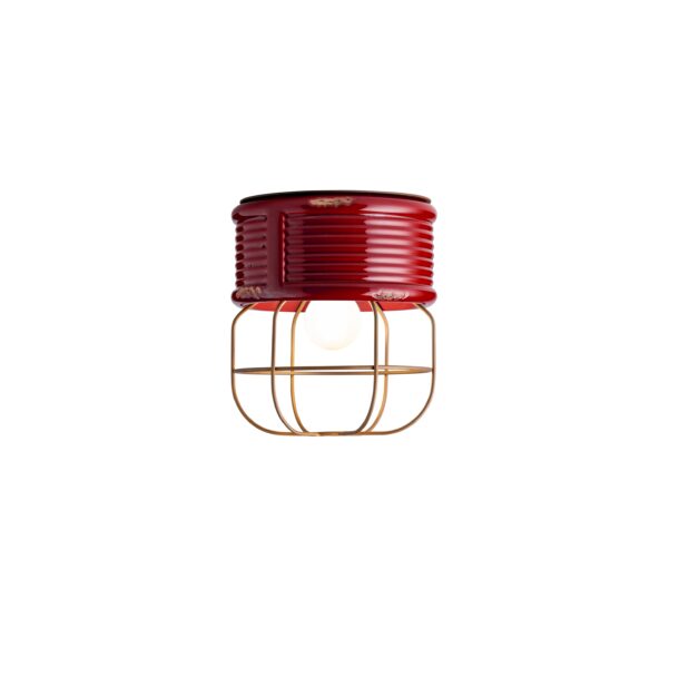 Ferroluce Retrò Colored Ceramic Ceiling Light Ø21 Cm - Industrial Style with Grid