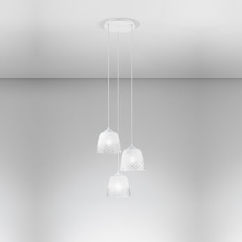 Gea Luce sospensione ALICE 3 luci base tonda bianca vetro bianco diam.25