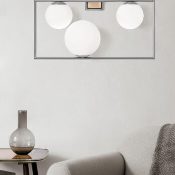 Miloox – Buble Wall Light 3 Lights, Brushed Steel and Opal Glass