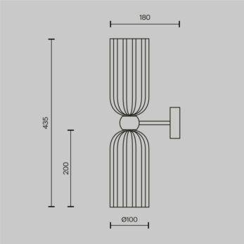 Maytoni Antic sconce 2 lights technical drawing