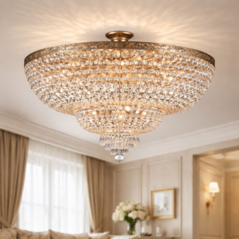 Plafoniera classica in cristallo Maytoni Palace oro in soggiorno elegante diam.80